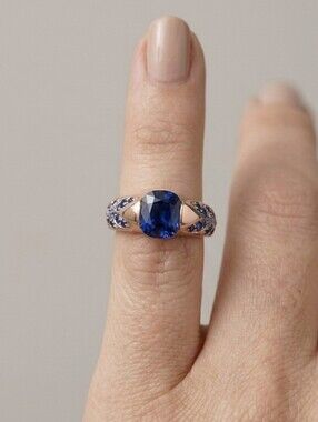 Blue Crystal Accent Silver Ring - Women's Jewelry Size 8